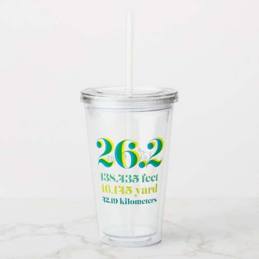 Gepersonaliseerde 26.2 Marathon Loopafstand Groen Acryl Drinkbeker (Voorkant)