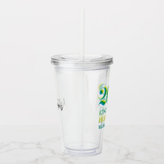 Gepersonaliseerde 26.2 Marathon Loopafstand Groen Acryl Drinkbeker (Rechts)