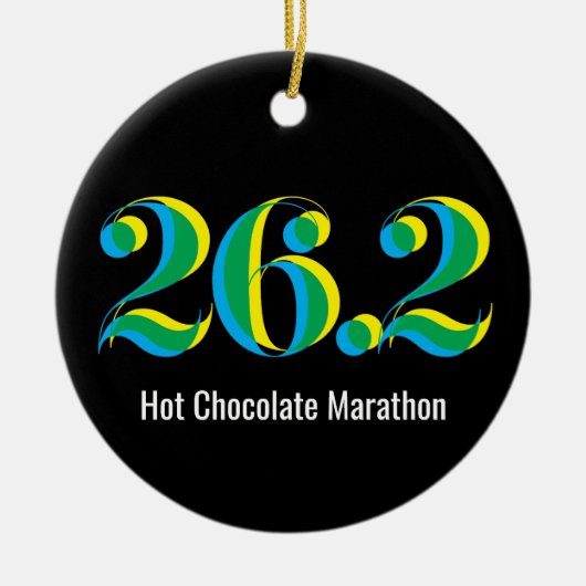 Gepersonaliseerde 26.2 Marathon Running Foto Zwart Keramisch Ornament (Voorkant)