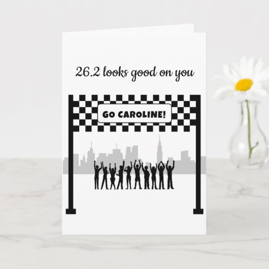 Gepersonaliseerde 26.2 zwart-wit marathonloper kaart (Kleine Plant)