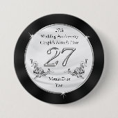 Gepersonaliseerde 27e Jubileum Favors, Pins Ronde Button 7,6 Cm (Voorkant)
