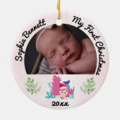 Gepersonaliseerde 2 foto Babys Mijn Eerste Kerstmi Keramisch Ornament (Achterkant)