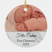 Gepersonaliseerde 2 foto Babys Mijn Eerste Kerstmi Keramisch Ornament (Achterkant)