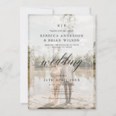 Gepersonaliseerde 2 foto Chic kalligrafie bruiloft Kaart (Voorkant)