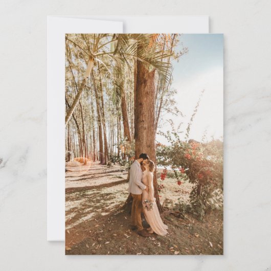 Gepersonaliseerde 2 foto Chic kalligrafie bruiloft Kaart (Achterkant)