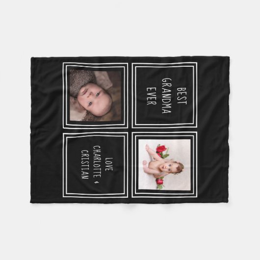 Gepersonaliseerde 2 foto en tekst fleece deken (Voorkant (Horizontaal))