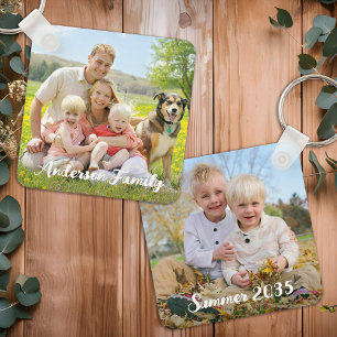 Gepersonaliseerde 2 foto Familie Huisdier Kinder M Sleutelhanger