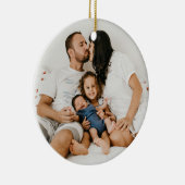 Gepersonaliseerde 2 foto Familie Kerst Custom Keramisch Ornament (Rechts)