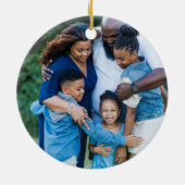 Gepersonaliseerde 2 foto Familie Kerst Custom Keramisch Ornament (Achterkant)