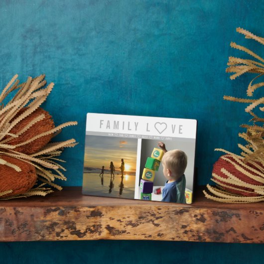 Gepersonaliseerde 2 foto familie liefde herinnerin fotoplaat (Zijkant)