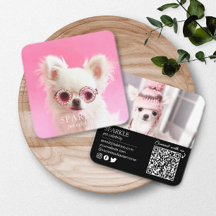 Gepersonaliseerde 2 foto hond huisdier sociale med vierkante visitekaartje