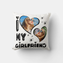 Gepersonaliseerde 2 foto Ik hou van mijn Vriendin Kussen