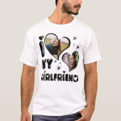 Gepersonaliseerde 2 foto Ik hou van mijn Vriendin  T-shirt (Voorkant)
