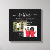 Gepersonaliseerde 2 foto nu dan BESTIES Canvas Afdruk (Voorkant)