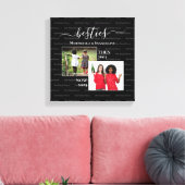Gepersonaliseerde 2 foto nu dan BESTIES Canvas Afdruk (Insitu (Woonkamer))