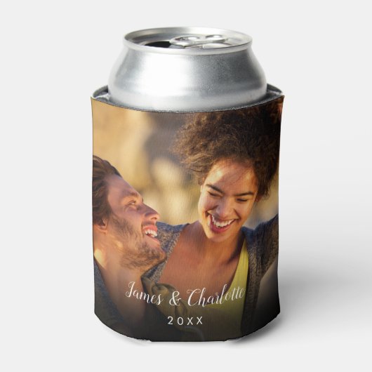 Gepersonaliseerde 2 Foto Script Naam Datum Blikjeskoeler (Blikje Voorkant)