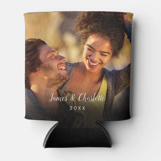 Gepersonaliseerde 2 Foto Script Naam Datum Blikjeskoeler (Voorkant)