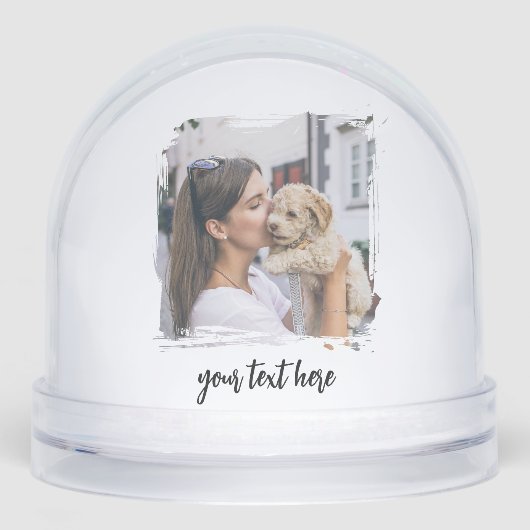 Gepersonaliseerde 2 Foto Xmas Custom Text Afbeeldi Sneeuwbol (Voorkant)