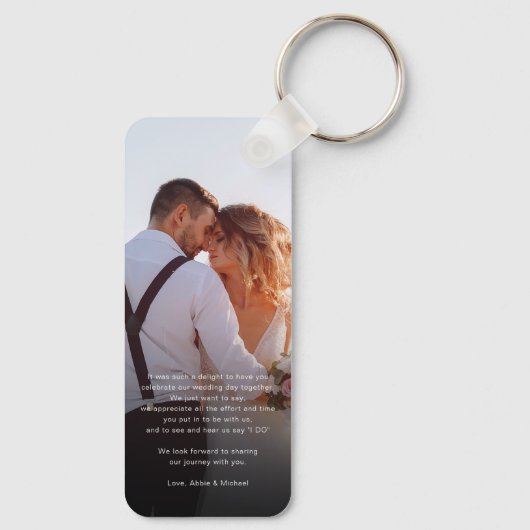 Gepersonaliseerde 2 foto's bruiloft Dank u Sleutelhanger (Achterkant)