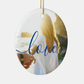 Gepersonaliseerde 2 foto's en script tekst liefde keramisch ornament (Rechts)