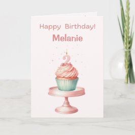 Gepersonaliseerde 2 jaar Cupcake Verjaardag Kaart