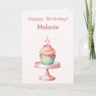 Gepersonaliseerde 2 jaar Cupcake Verjaardag Kaart