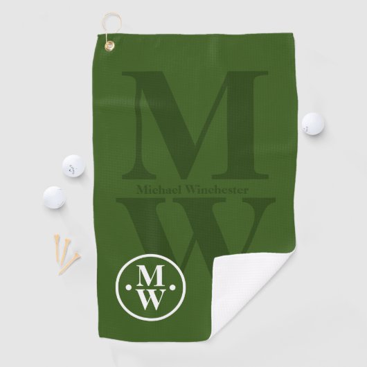 Gepersonaliseerde 2-letters verticale Monogram Gro Golfhanddoek (Insitu)