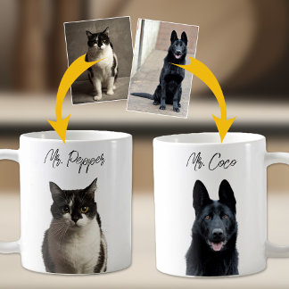 Gepersonaliseerde 2 Pet foto's en namen Koffiemok