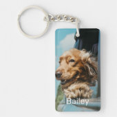 Gepersonaliseerde 2 Pet Photo Name Hondenliefhebbe Sleutelhanger (Voorkant)