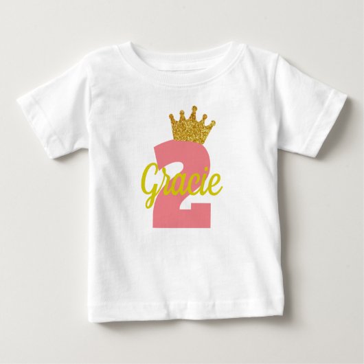 Gepersonaliseerde 2e Verjaardag Crown Girl's Shirt (Voorkant)