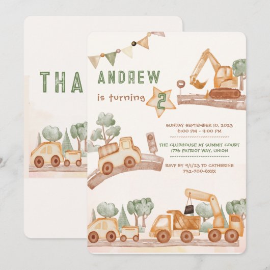 Gepersonaliseerde 2e verjaardag voor jongen kaart (Voorkant / Achterkant)