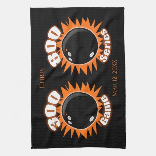 Gepersonaliseerde 300-game- en 800-reeks Bowling K Theedoek (Verticaal)