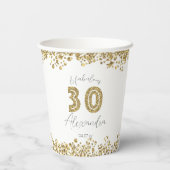 Gepersonaliseerde '30 en Fabulous' Gold Glitter Papieren Bekers (Achterkant)