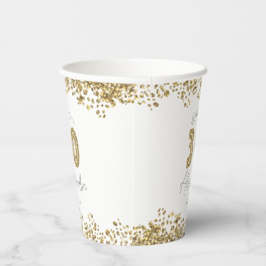 Gepersonaliseerde '30 en Fabulous' Gold Glitter Papieren Bekers (Rechts)