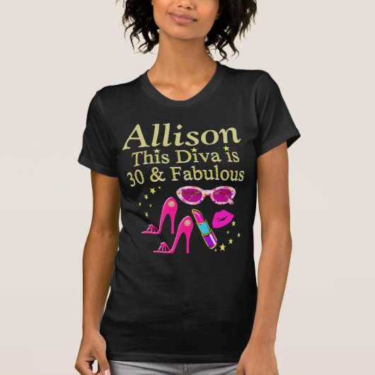 GEPERSONALISEERDE 30 & FABULOUS DAZZLING T SHIRT (Voorkant)