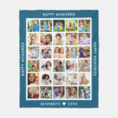 Gepersonaliseerde 30 Photo Collage Familienaam Bla Fleece Deken (Voorkant)