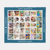 Gepersonaliseerde 30 Photo Collage Familienaam Bla Fleece Deken (Voorkant (Horizontaal))