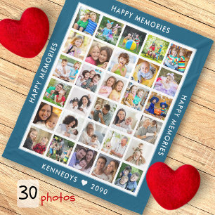 Gepersonaliseerde 30 Photo Collage Familienaam Bla Fleece Deken