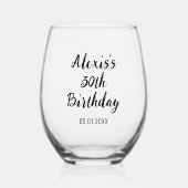 Gepersonaliseerde 30e 40e 50e 60e 70 verjaardagsfe wijnglas zonder voet (Voorkant)