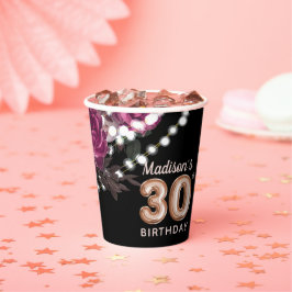 Gepersonaliseerde 30e Birthday Roos Wine Luxury Papieren Bekers