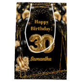 Gepersonaliseerde 30e verjaardag cadeau tas zwart medium cadeauzakje (Achterkant)