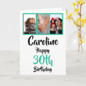 Gepersonaliseerde 30e verjaardag fotocollage kaart (Gele Bloem)
