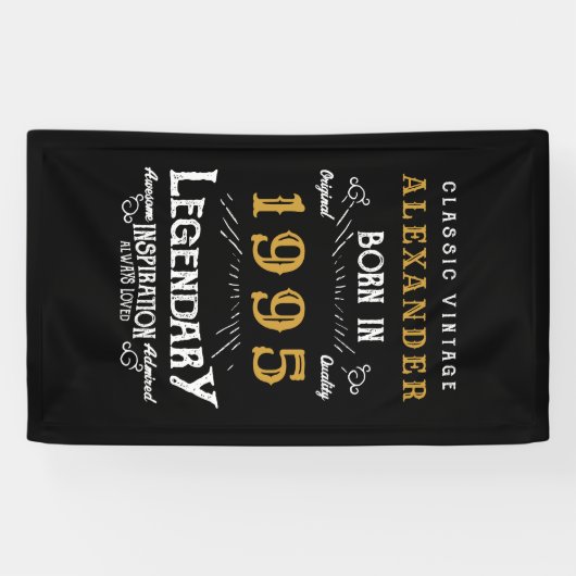 Gepersonaliseerde 30e Verjaardag Geboren 1995 Zwa Spandoek (Horizontaal)