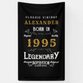 Gepersonaliseerde 30e Verjaardag Geboren 1995  Zwa Spandoek (Verticaal)