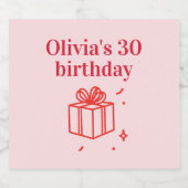 Gepersonaliseerde 30e verjaardag | Hoera voor de d Sparkling Wijnetiket (Enkel label)