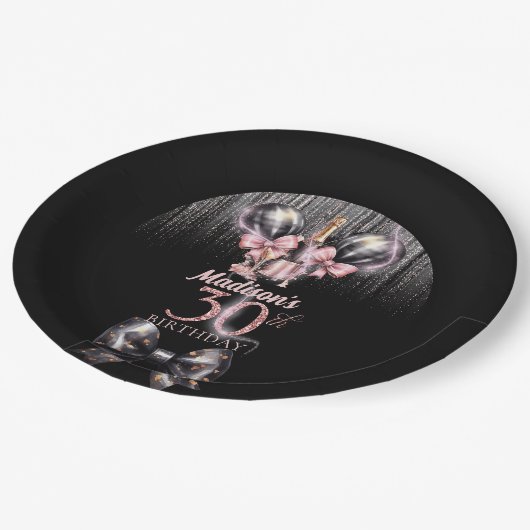 Gepersonaliseerde 30e verjaardag Luxe champagne Papieren Bordje (Gekanteld)