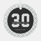 Gepersonaliseerde 30e verjaardag Modern en Elegant Glas Ornament (Voorkant)
