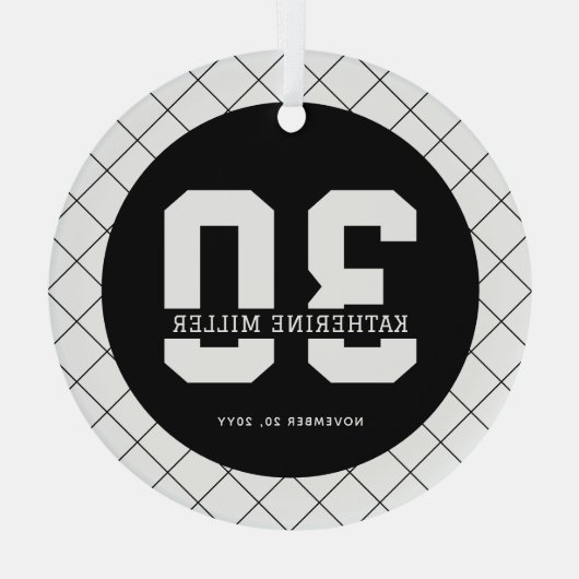 Gepersonaliseerde 30e verjaardag Modern en Elegant Glas Ornament (Achterkant)