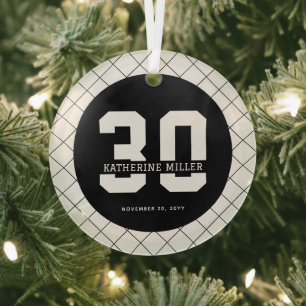 Gepersonaliseerde 30e verjaardag Modern en Elegant Glas Ornament