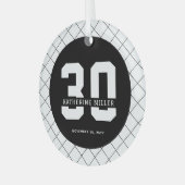 Gepersonaliseerde 30e verjaardag Modern en Elegant Glas Ornament (Voorkant links)